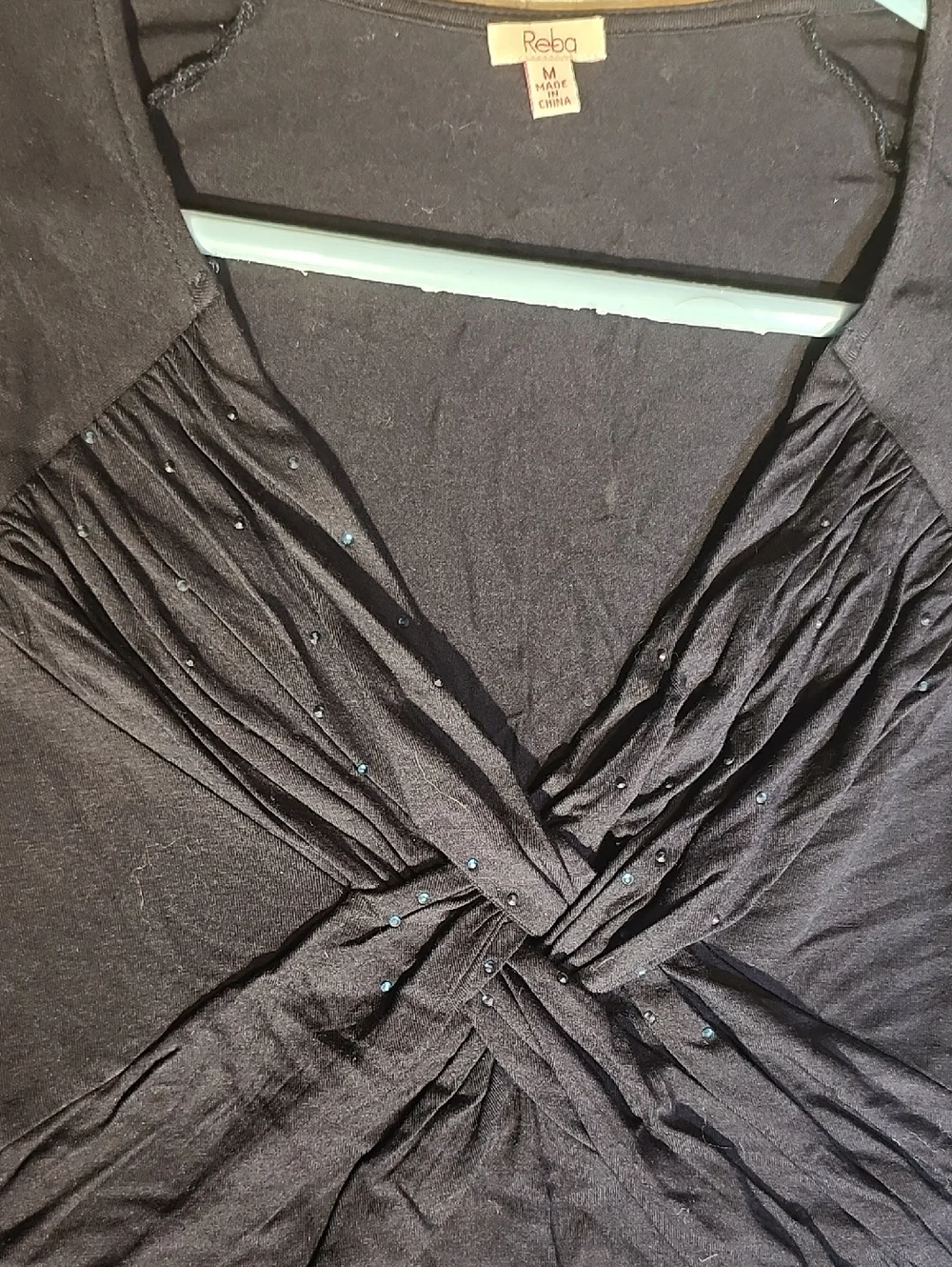 Reba Black V-neck Midi Dress M Travel Evening - Picture 2 of 5